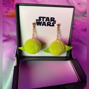 Disney Parks Baby Yoda Pom Pom Dangle Earrings - Star Wars - New w/ Box